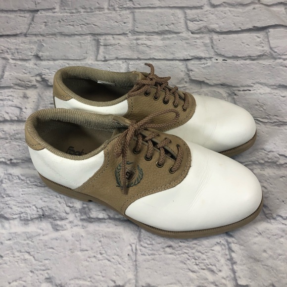 Footjoy golf shoes. White/tan. Good tread. Tie up. Womens size 7 * - Picture 1 of 11